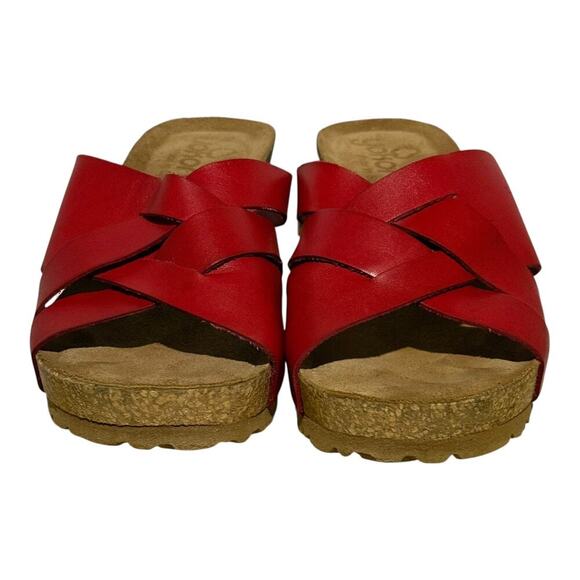 Yokono Red Genuine Leather Crisscross Slide Sandals Women's Size 6.5 Spain - Picture 2 of 7